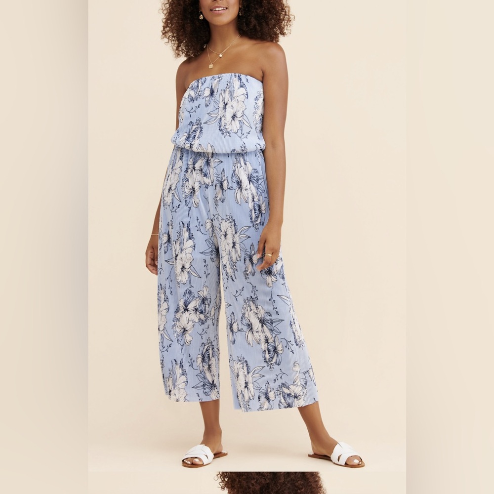 Collective Concepts Light Blue Floral Jumpsuit